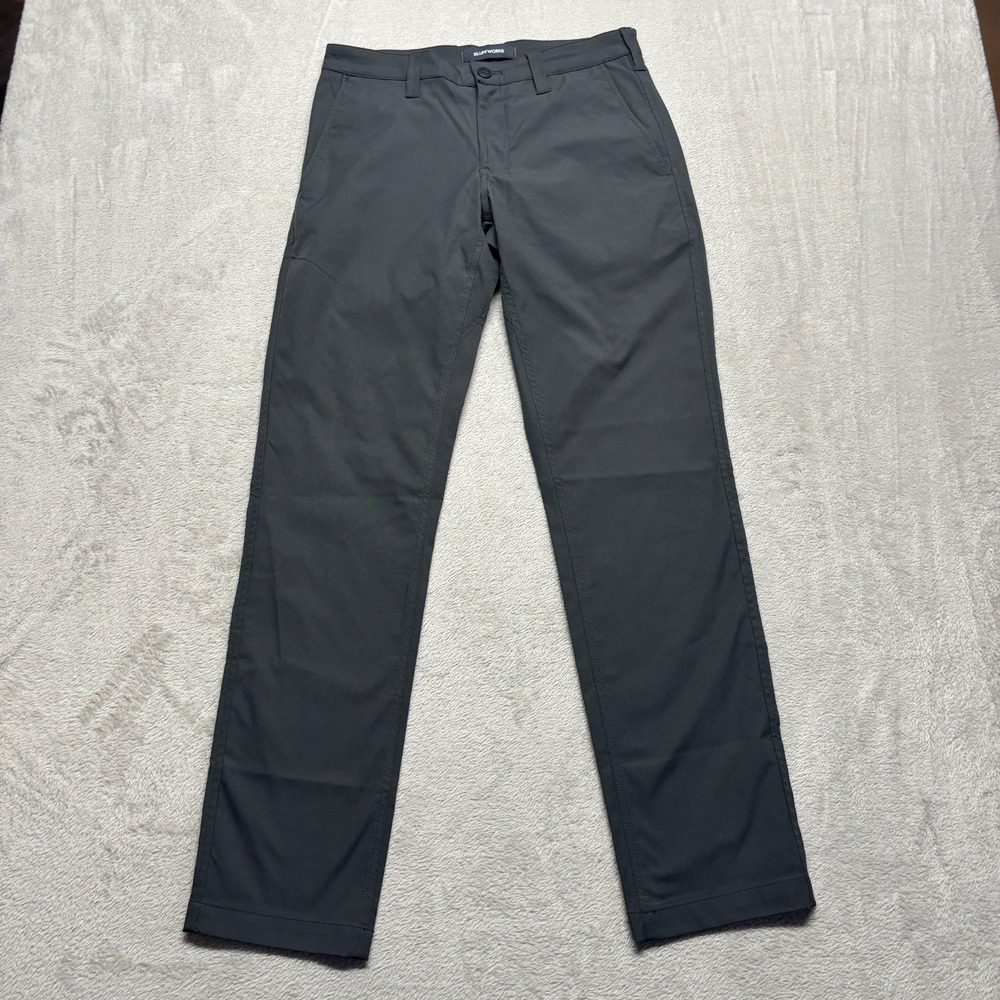 Bluffworks Pants Mens 30x32 Gray Tailored Fit Performance Travel Ascender Chino